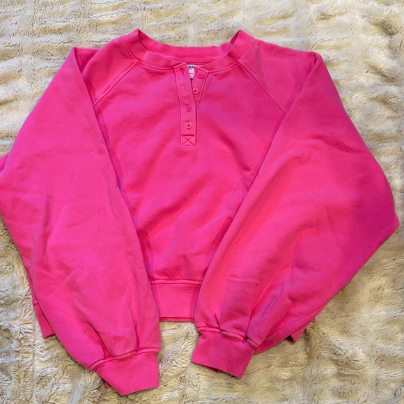 Old Navy Sweaters - Old Navy Hot Pink Henley Pullover Sweatshirt